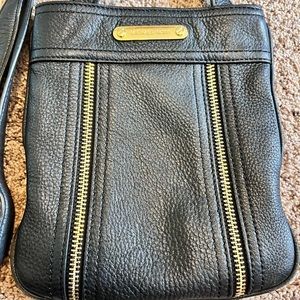 Michael Kors black leather soft pebble leather crossbody.  Size is 9”x8”